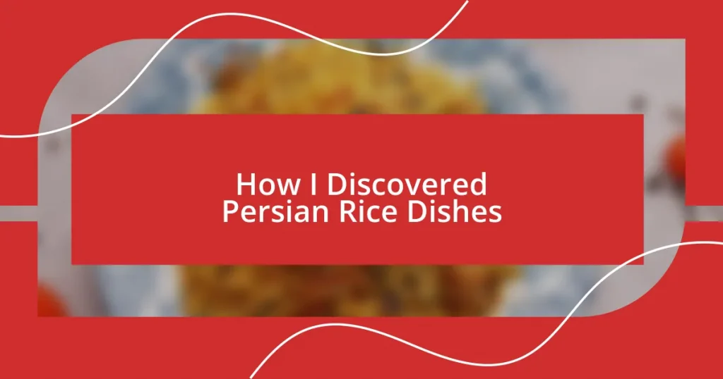 How I Discovered Persian Rice Dishes