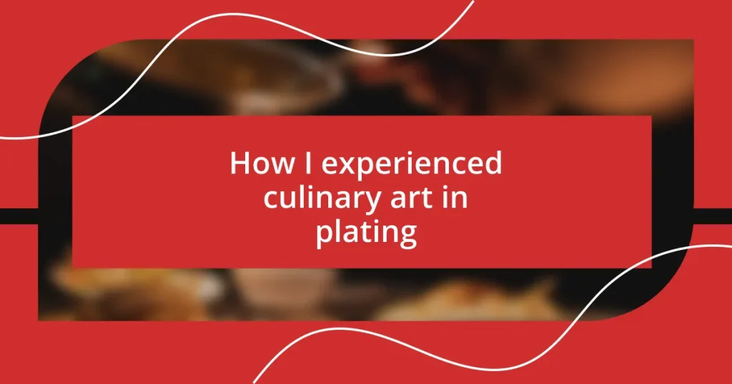 How I experienced culinary art in plating